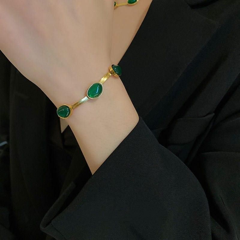 Green Crystal Necklace & Bracelet Set