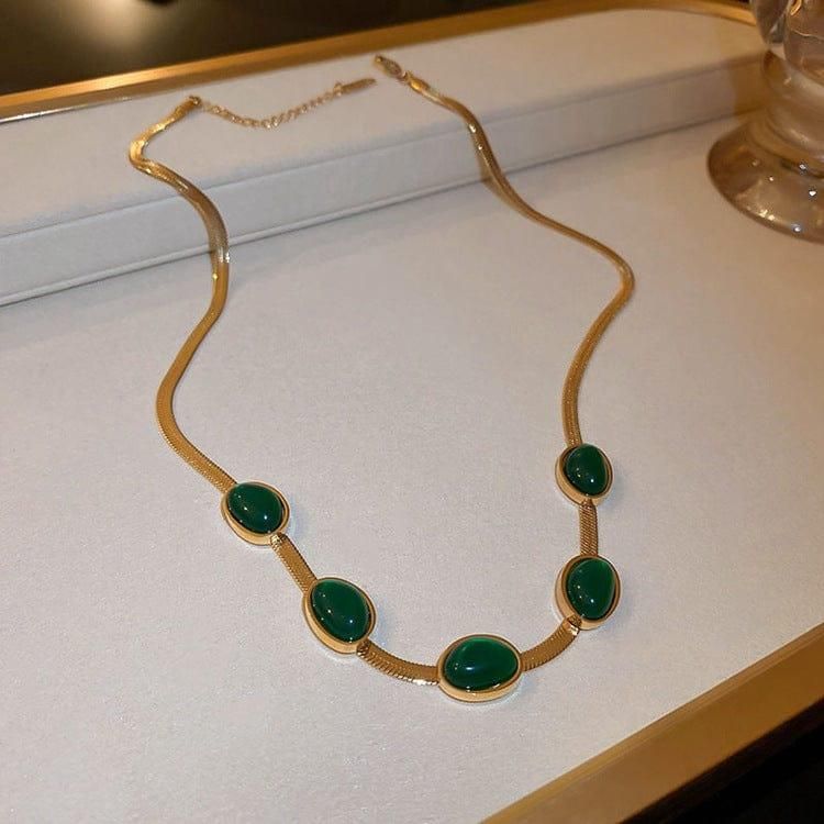 Green Crystal Necklace & Bracelet Set