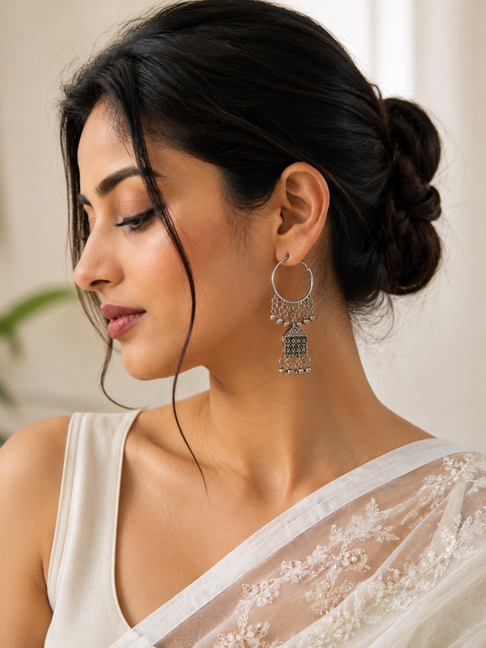 MoonVibe Silver Jhumkas – Joy 12