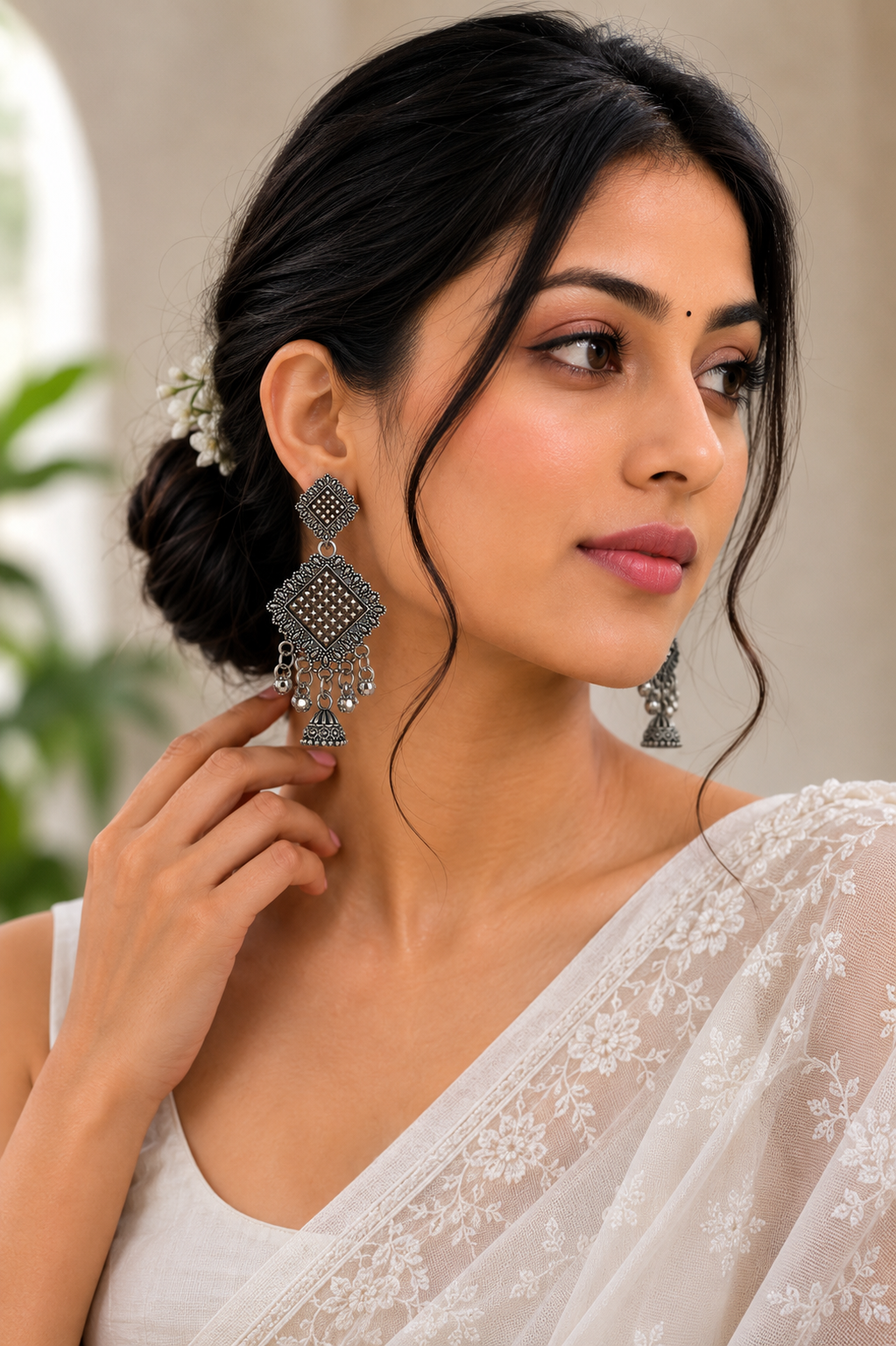 MoonVibe Silver Jhumkas – Joy 12